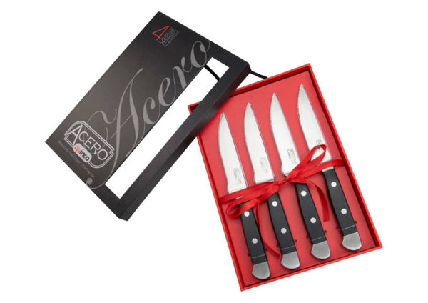 Acero Gourmet Steak Knives, 4 Pieces, Gift Box