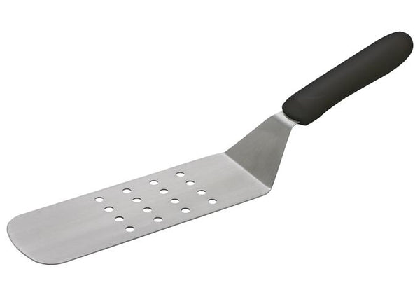 21x7CM Blade, Perforated Flexible Turner with Offset, Black Polypropylene Handle