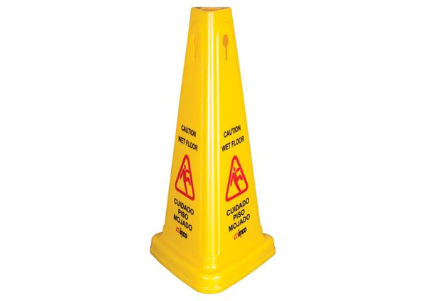 68CM, Wet Floor Caution Sign, Cone-Shaped, Yellow