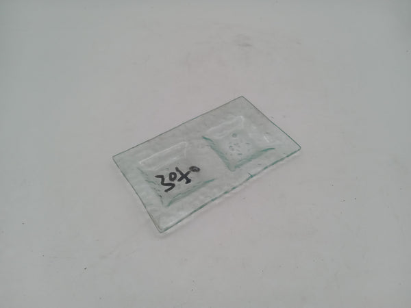 Rectangular tray 2 compartment 16.5x9.5 cm transparent