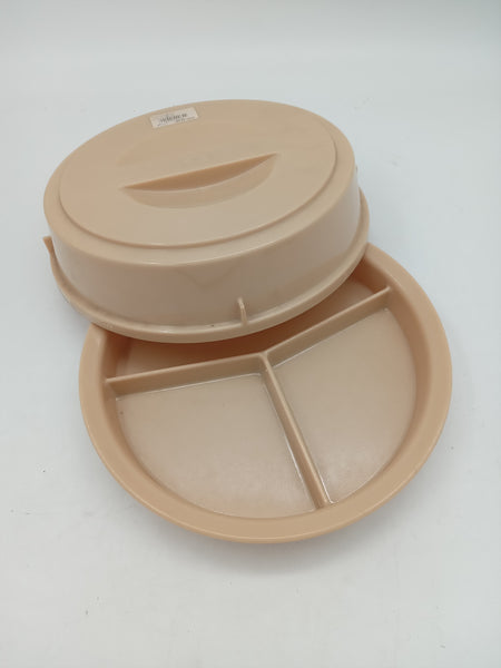 Cqmbro 3 tier round plate beige with cover