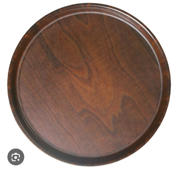Round wooden tray non-slip 32 cm
